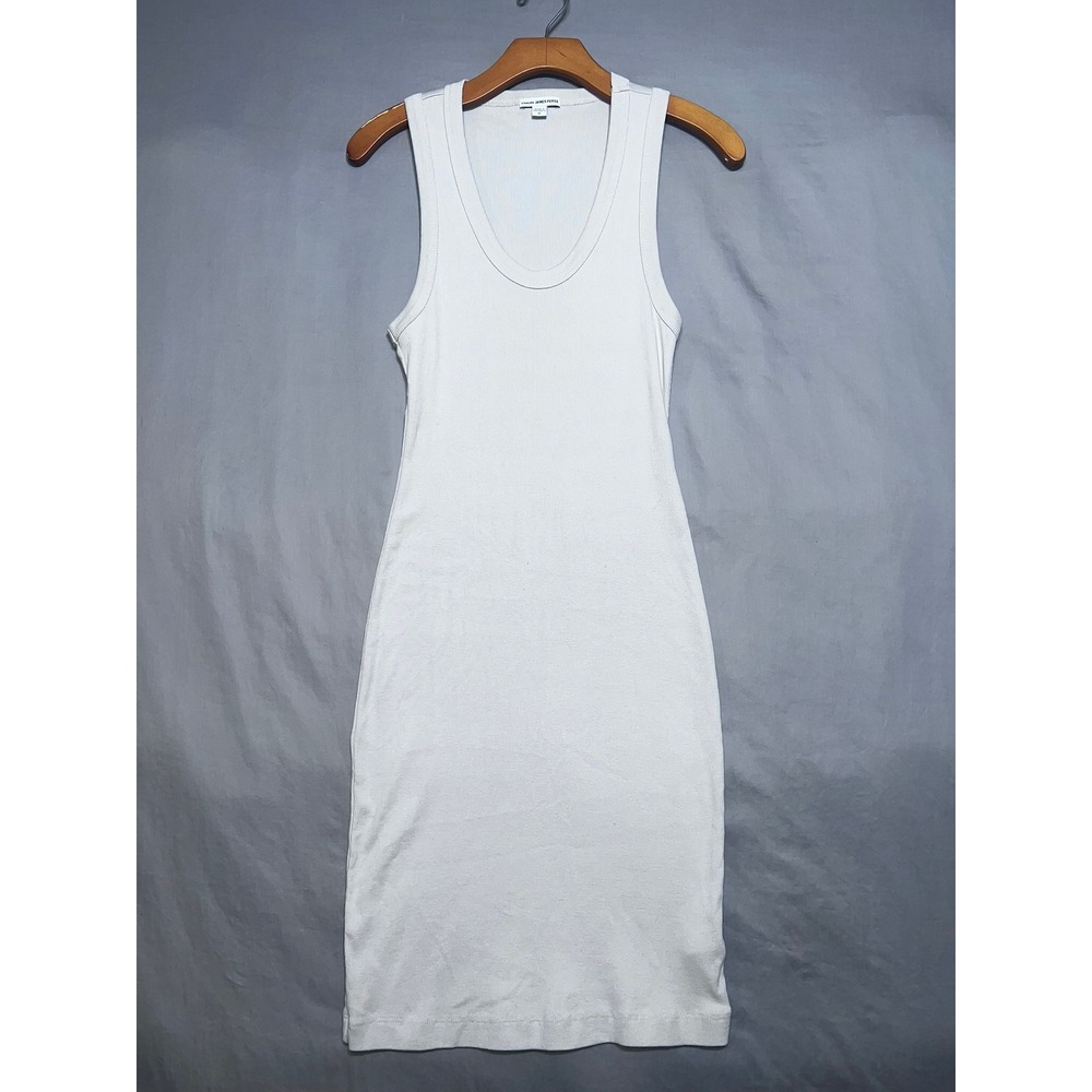 Standard James Perse White Ribbed Tank Dress Scoop Neck Size 0 Small Minimalist